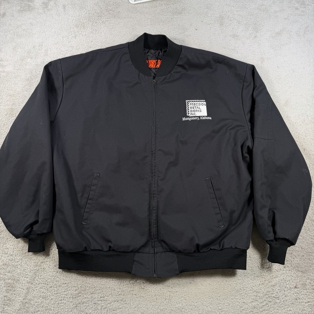 Vintage Red Kap Jacket Mens 2XL Black Mechanic Workwear Full Zip Quilted Lined
